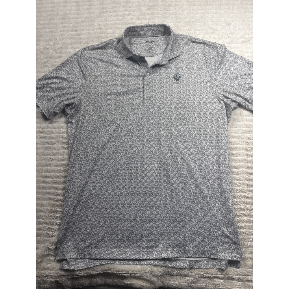 Johnnie-O Men L Golf Polo Shirt Foal Horseshoe AOP Indian Hills EUC